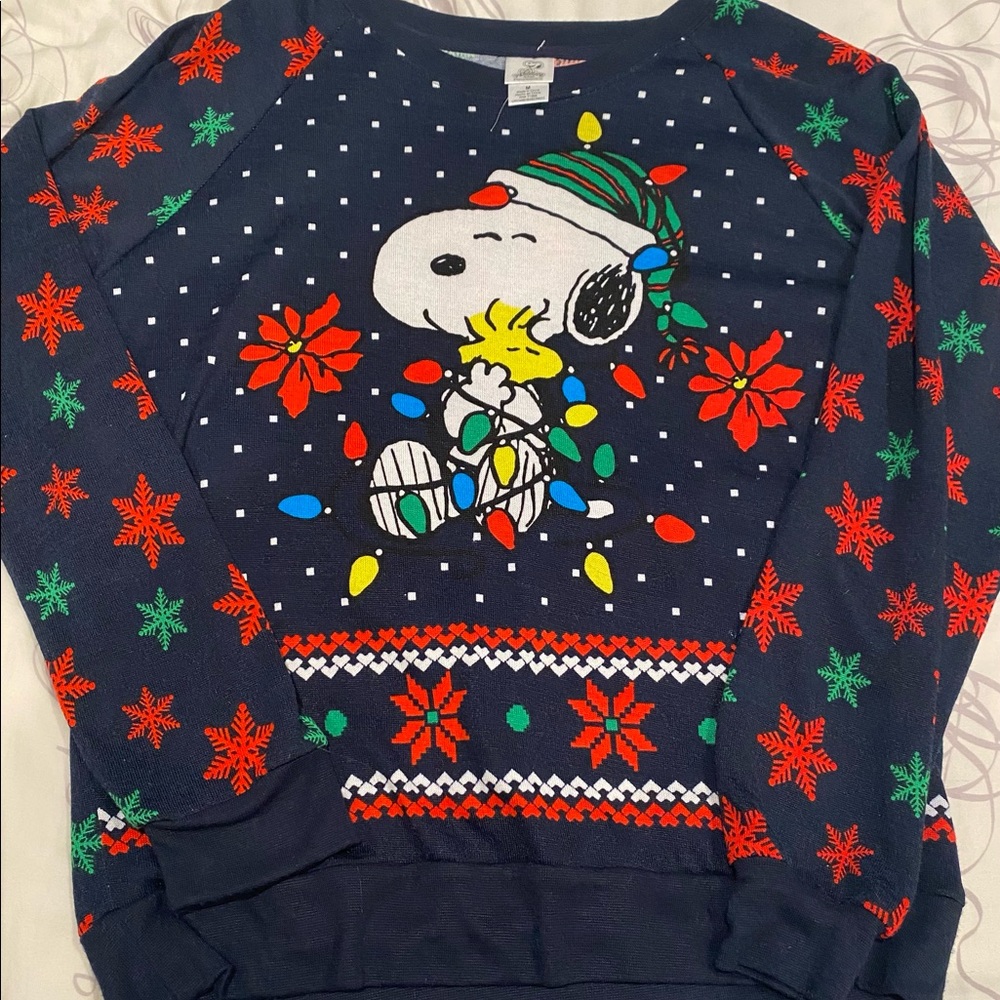 Snoopy peanuts Christmas sweater size Medium